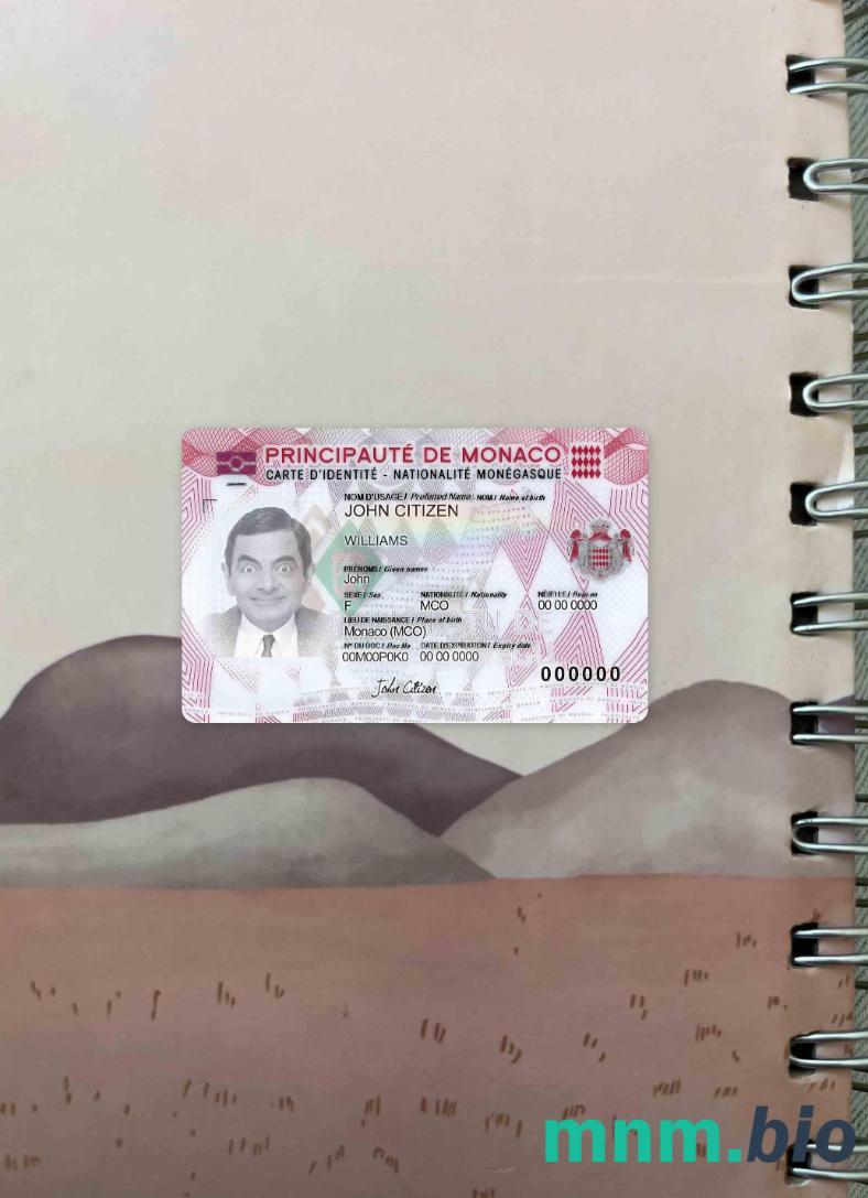 Monako cyfrowa karta ID fotowygląd szablon PSD